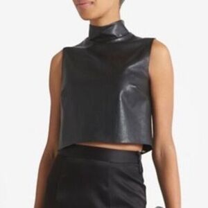 Bailey44 Black Mock Neck Vegan Leather Crop Top S